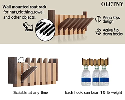 Wall Mounted Wooden Coat Rack with 4 Flip-Down Hooks B6100