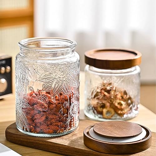 24 oz Glass Storage Jar with Airtight Bamboo Lid for Kitchen Pantry F6243