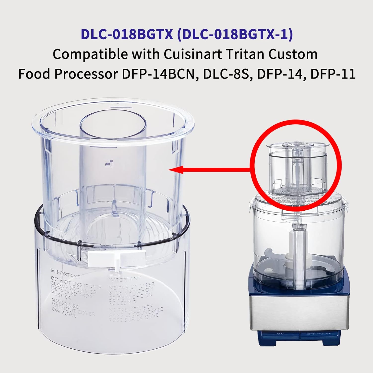 Large Pusher and Sleeve Assembly for Food Processors V34690
