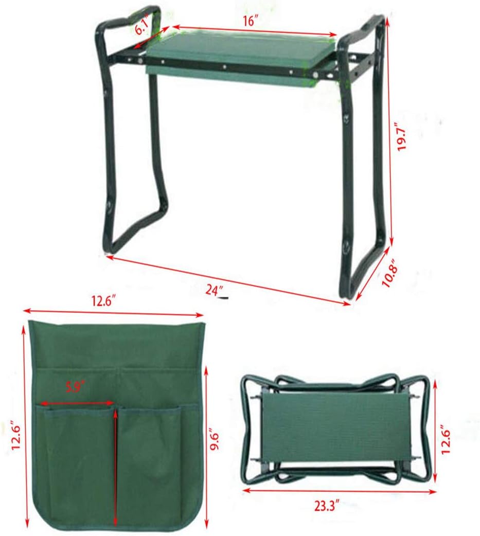 Foldable Garden Kneeler Seat with Tool Pouch and Soft Pad U36813