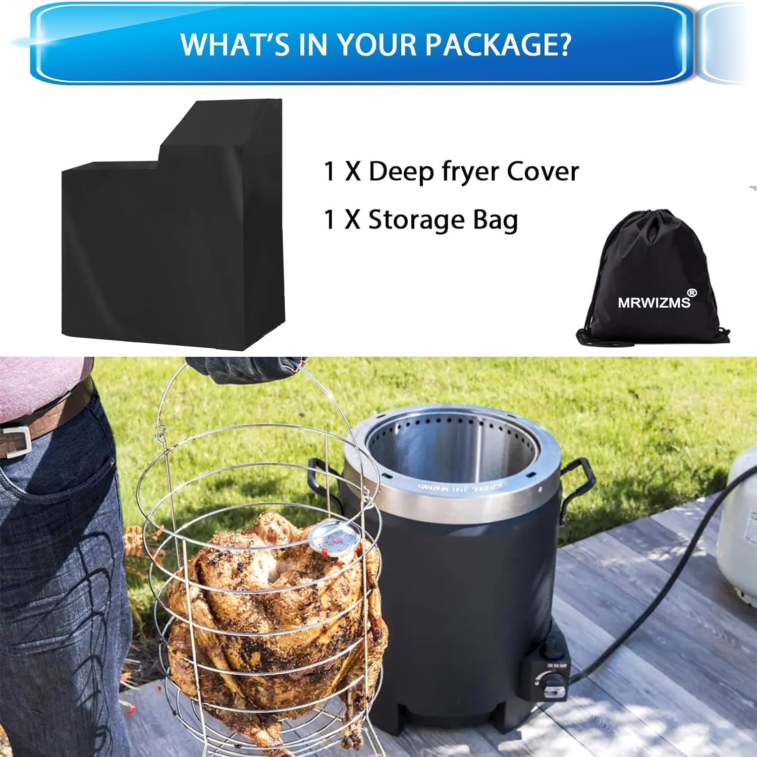 Deep Fryer Cover for 4 Gallon Deep Fryer with Cart Shelf, Black F83171