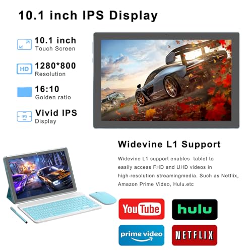 10 inch 2 in 1 Tablet with Keyboard Mouse Case Stylus, 8GB+64GB, IPS Touch Screen G53405