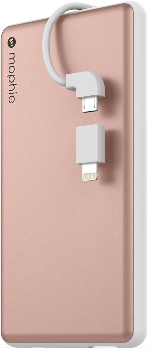 External Battery with Built-in Cables for Smartphones, Rose Gold, 2-Pack A862436