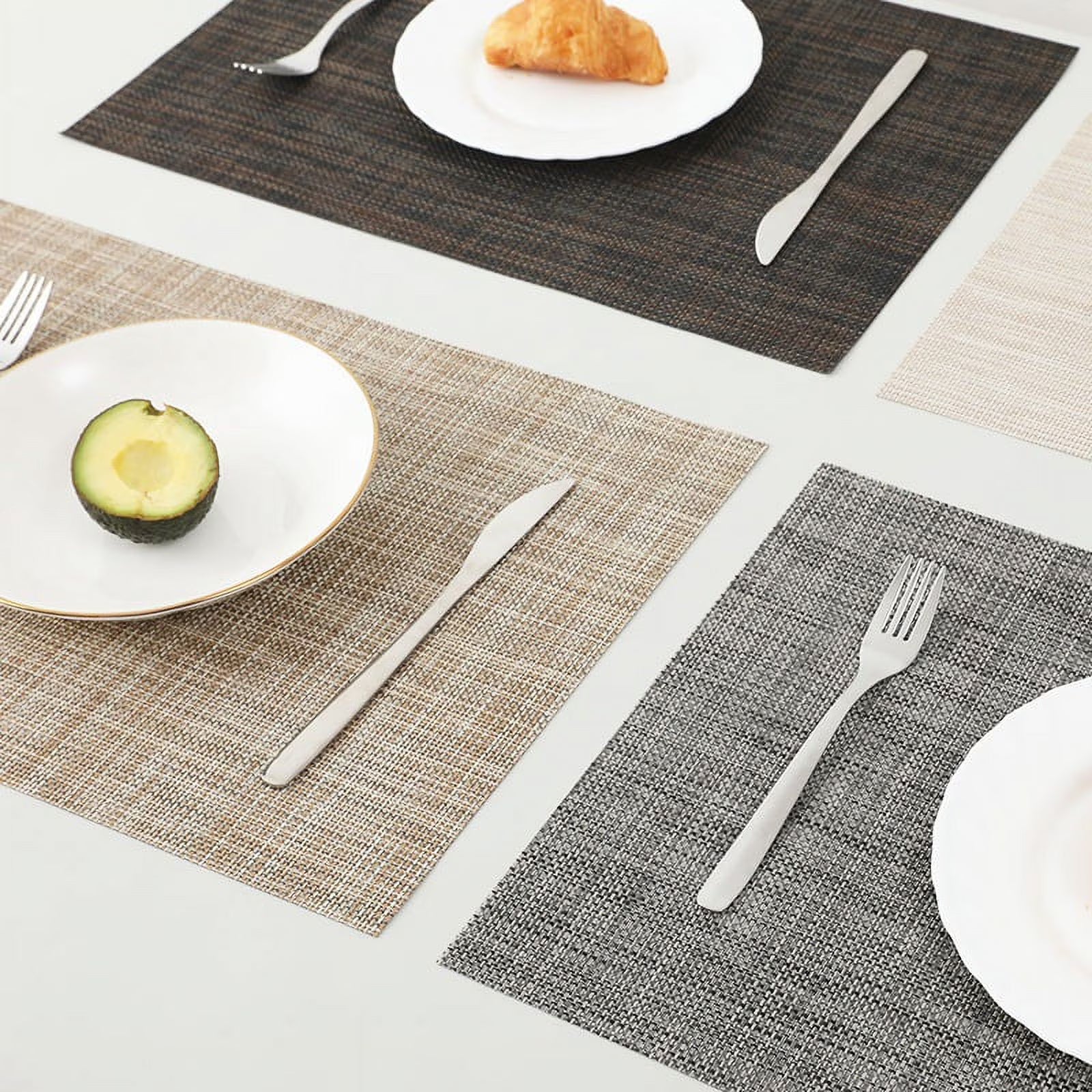 Placemats Set of 6 Washable Wipeable Place Mats for Kitchen Table Heat Non- Table Mats-B