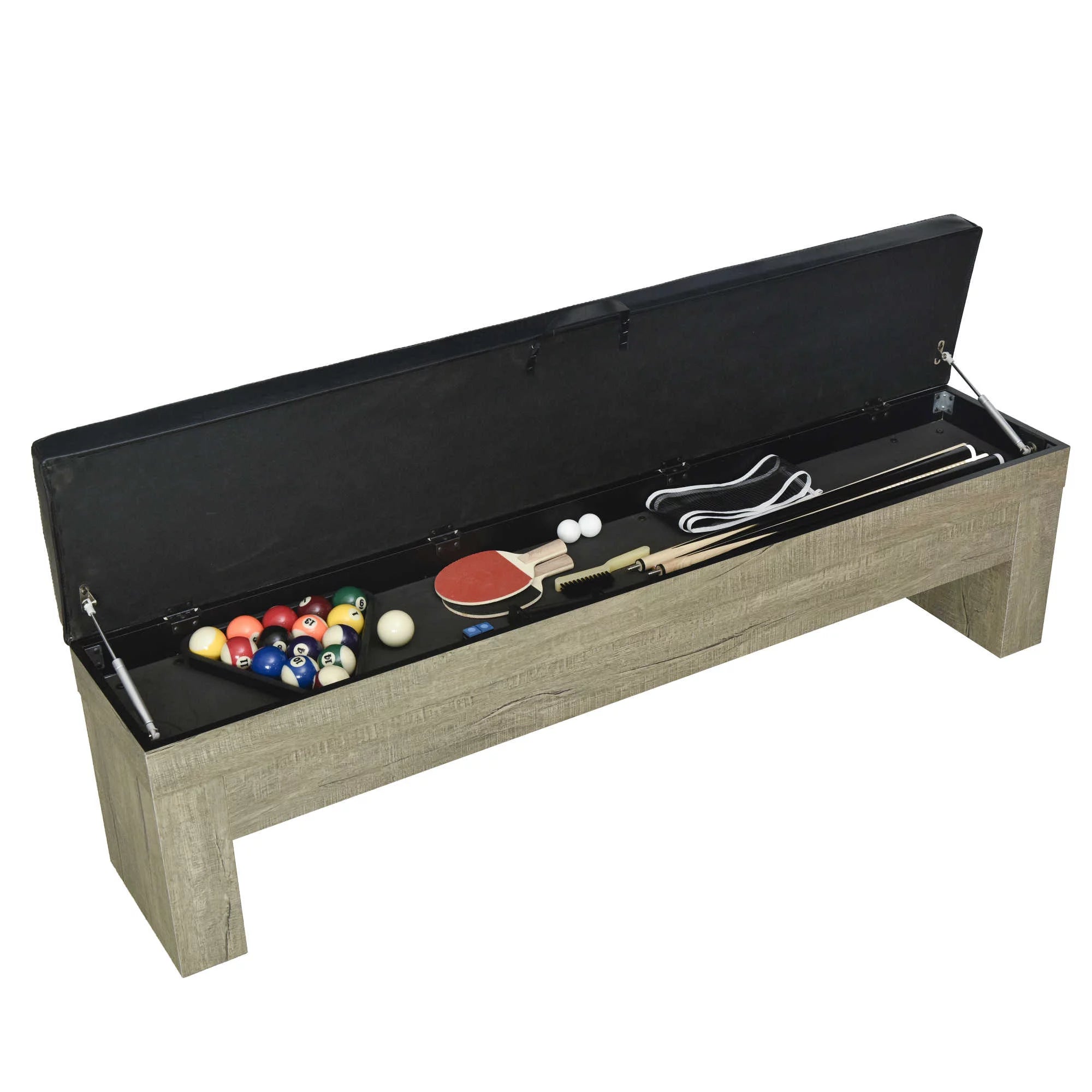 7-ft Pool Table Combo Set with Benches, Rustic Gray G46451