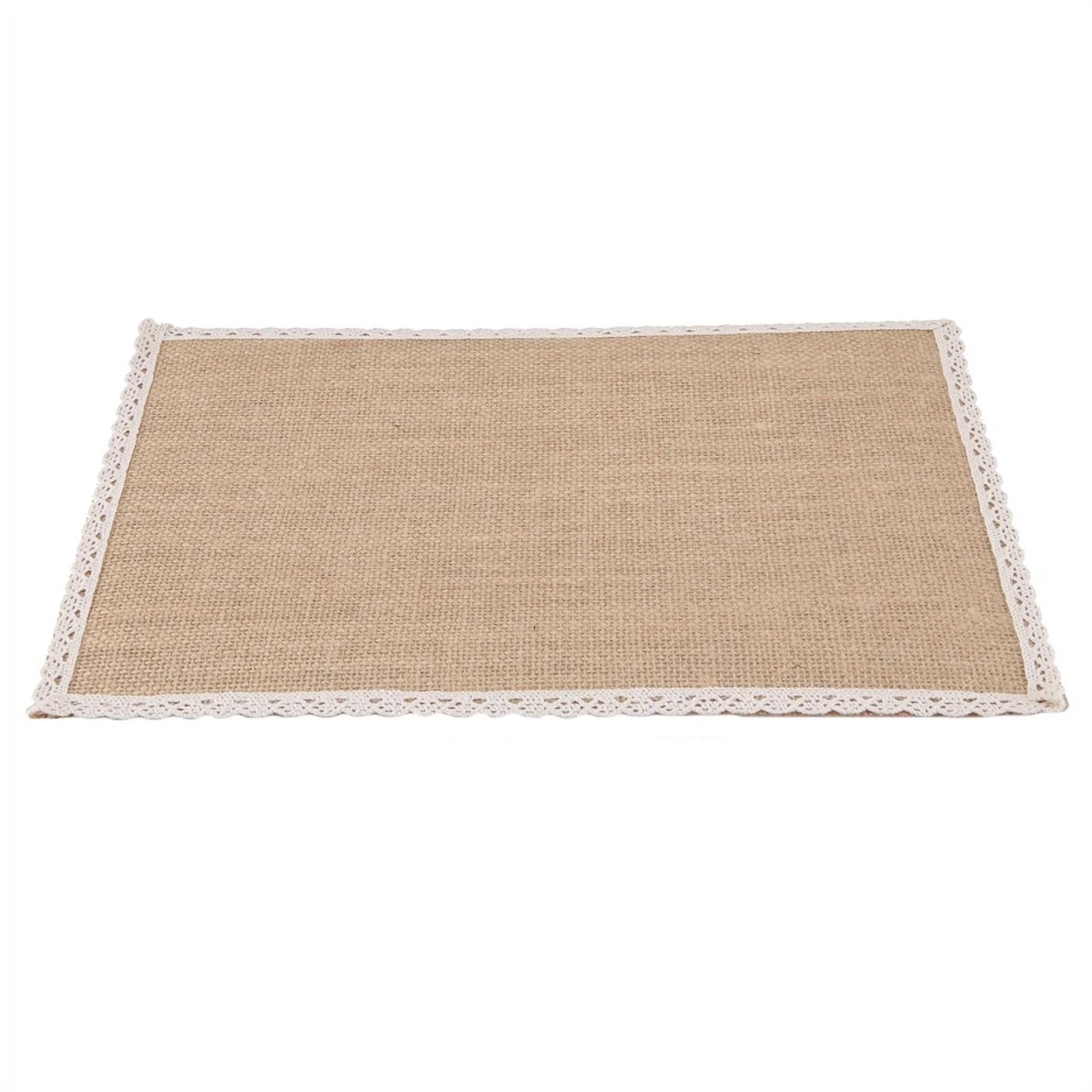 Linen Table Mat Lace Placemat Set Natural Woven B526802