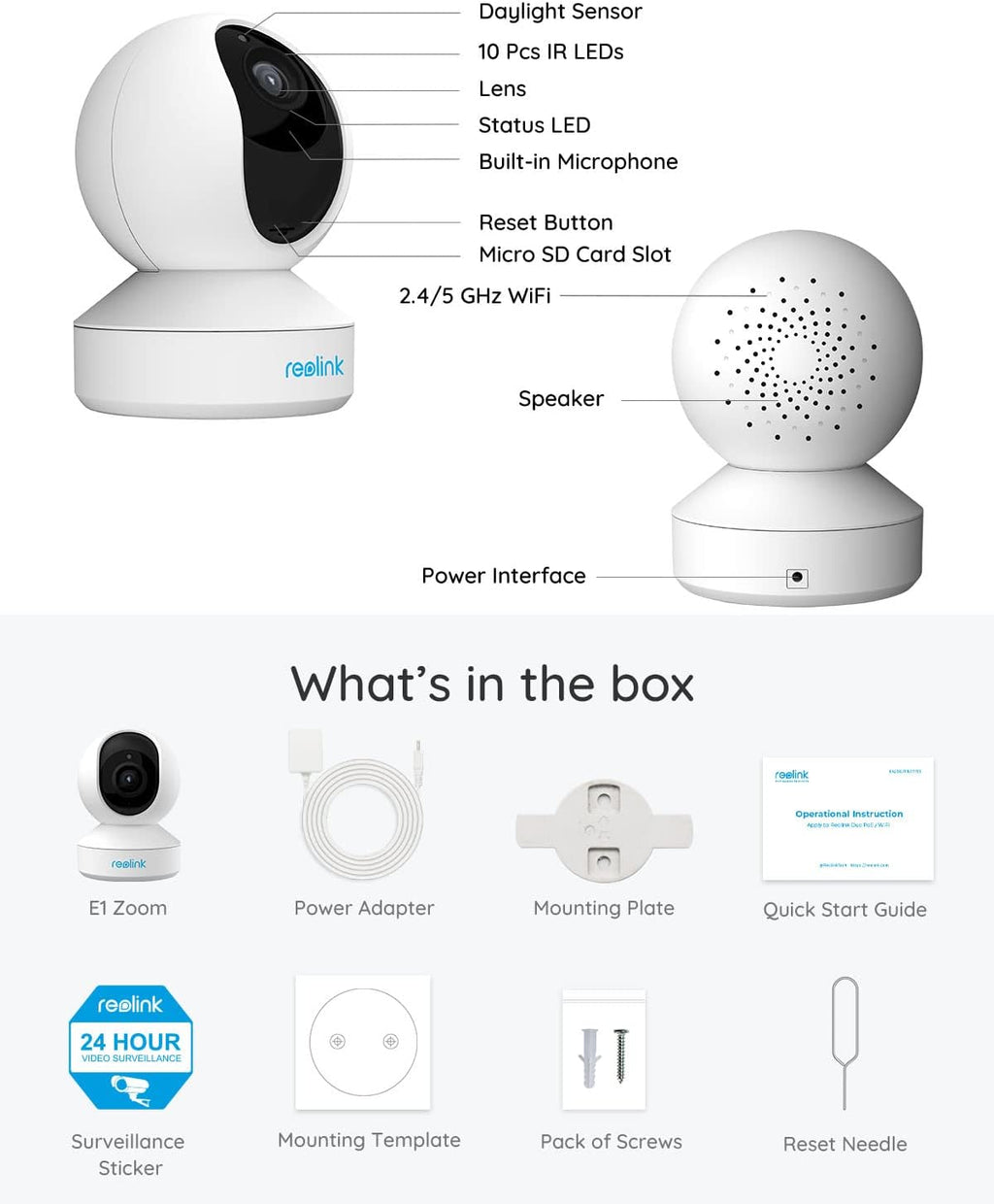 Indoor Security Camera, 5MP WiFi Pan Tilt Zoom with Motion Alerts X698