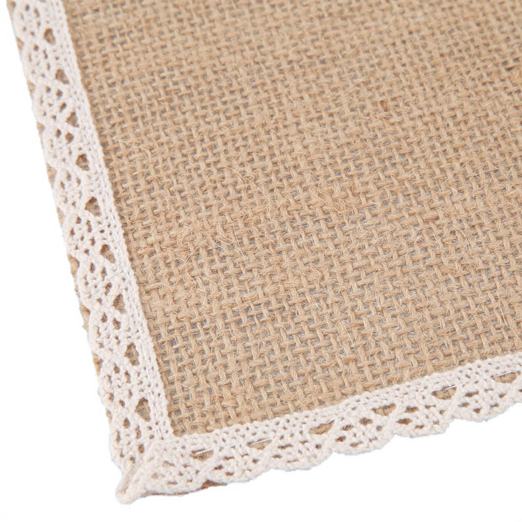 Linen Table Mat Lace Placemat Set Natural Woven B526802