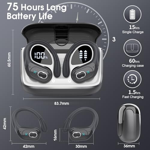 Wireless Earbuds Bluetooth 5.4 with Earhooks, IPX7 Waterproof P475856