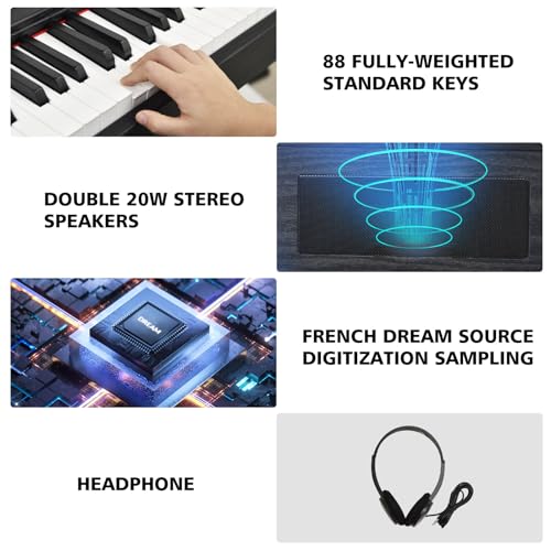 88 Key Weighted Digital Piano with Hammer Action and Speakers X88384