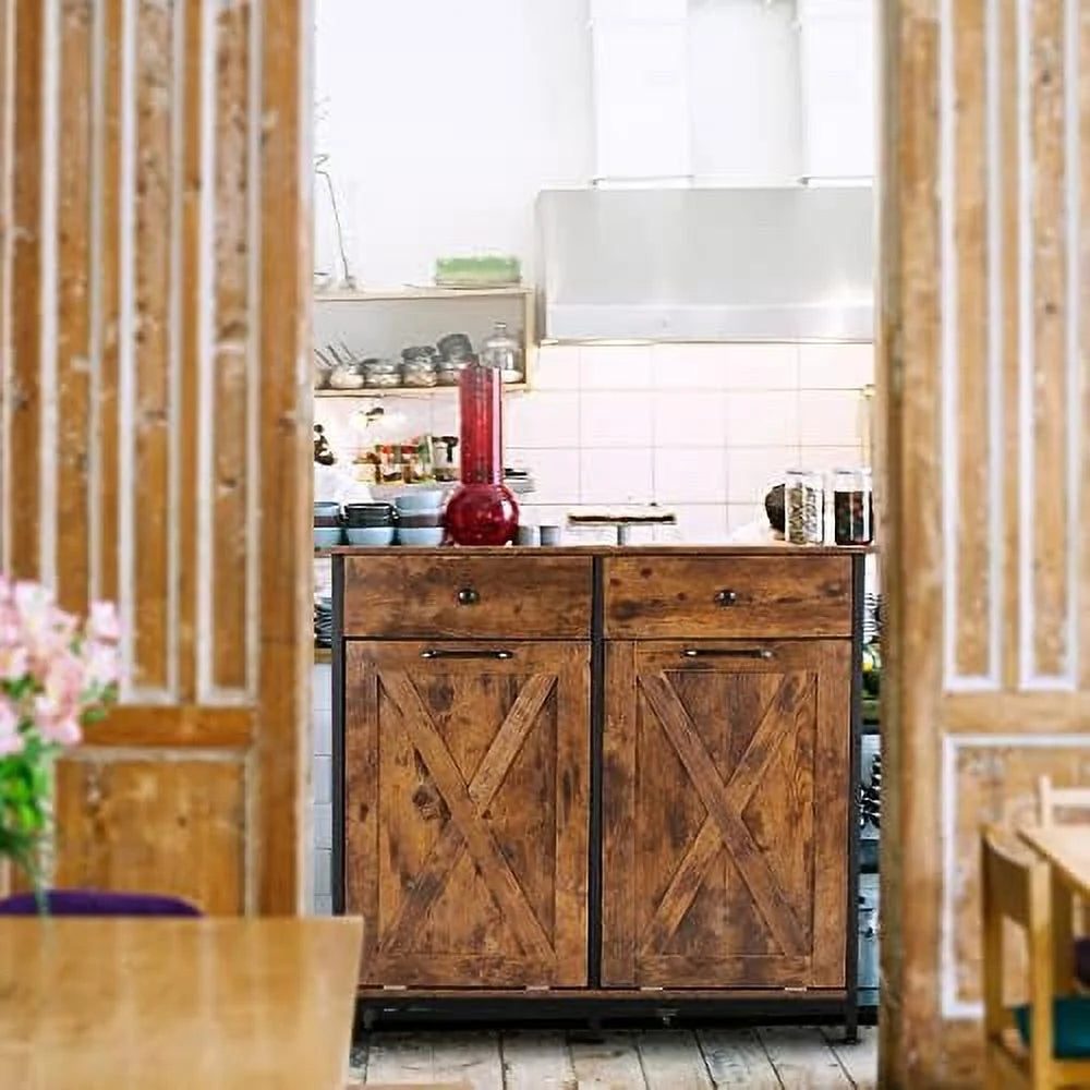 Double Kitchen Trash Cabinet with Hideaway Drawers N508619