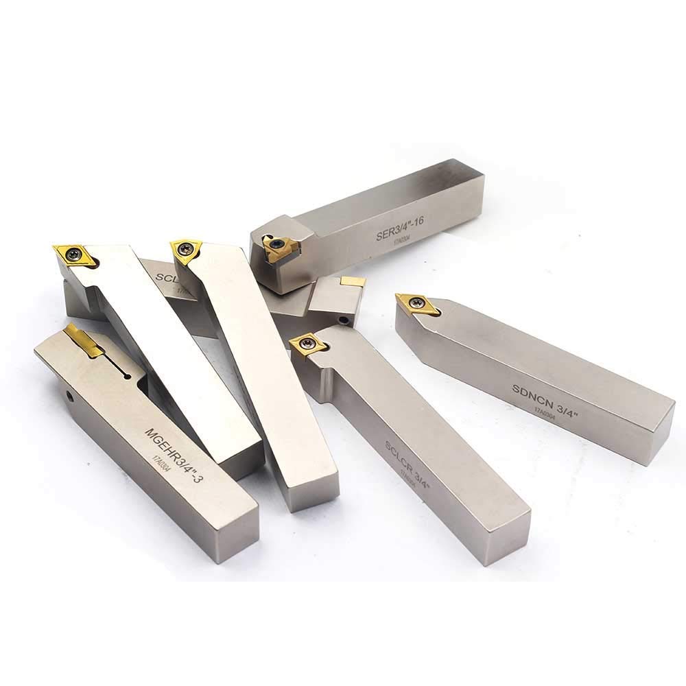 3/4" Shank 7-Piece Indexable Lathe Turning Tool Holder Set with Carbide Inserts G570139