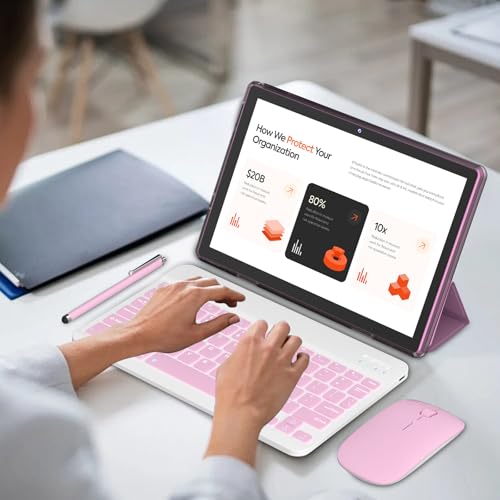 10 inch 2 in 1 Tablet with Keyboard Mouse Case Stylus, 8GB+64GB, IPS Touch Screen G53405