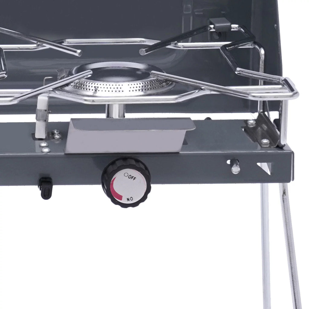 Portable 2-Burner Butane Camping Stove with Grill K5473