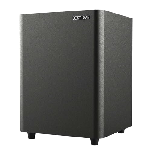 BESTISAN Powered Subwoofer, Deep Bass Sub, Down Firing Subs, Easy Setup with Home Theater System, Receiver, Speakers, Coaxial Cable Included, RCA, LFE, AUX Input, High-Level Speaker Input & Output