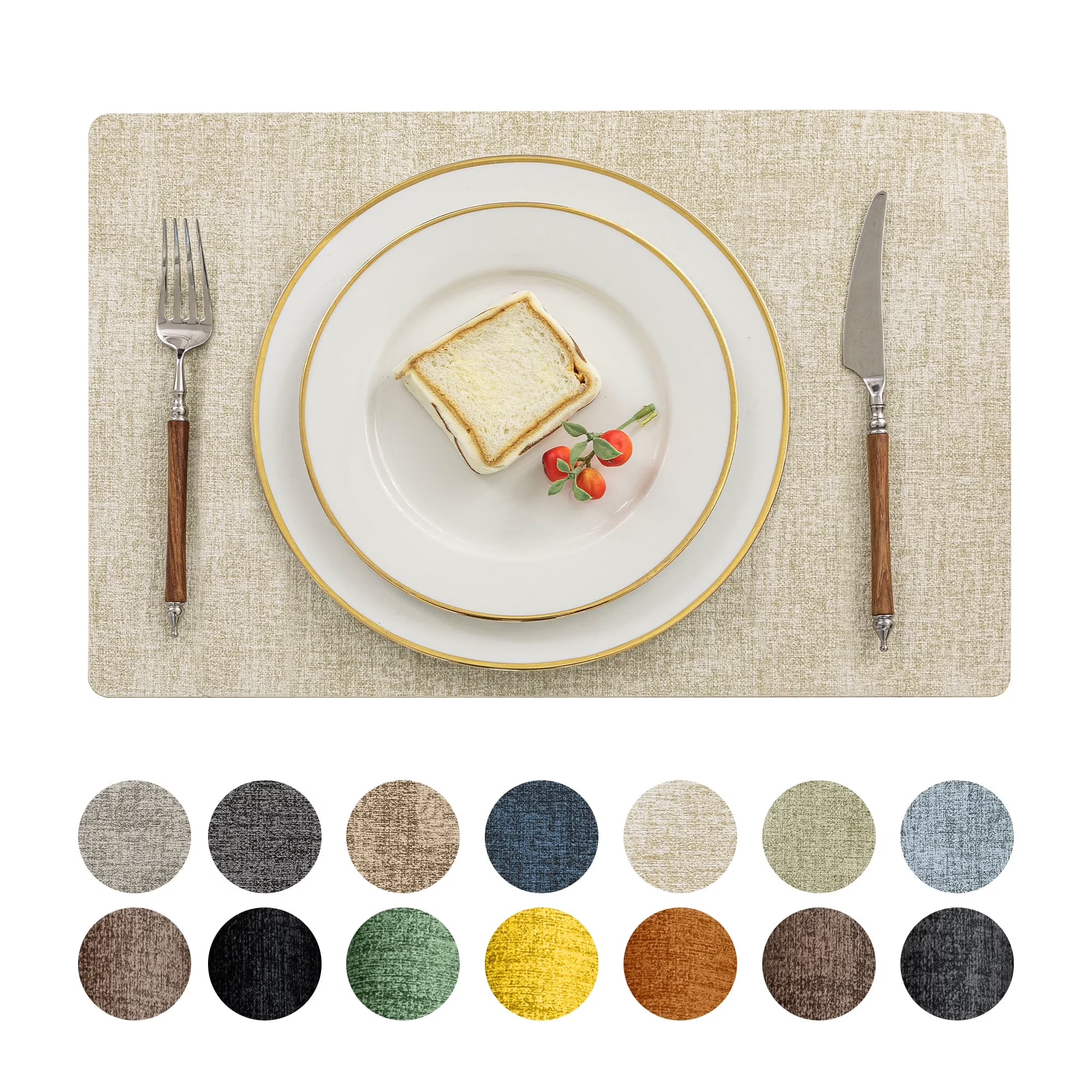 Vinyl Placemats Set of 6, Dark Grey PU Table Mats 12X18 in 100% Waterproof Faux Leather Tablemats for Kitchen/Dining/Party/Holiday