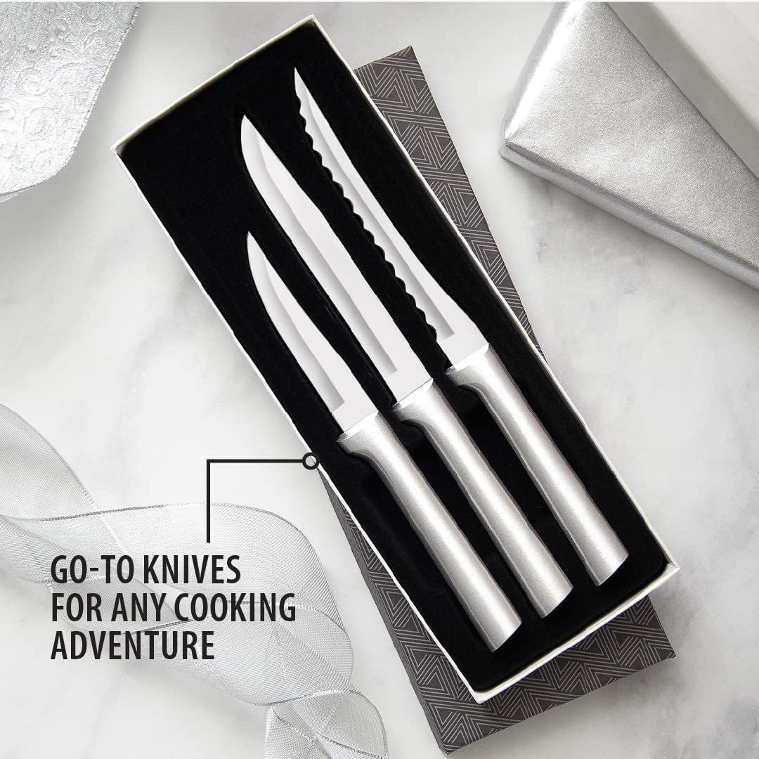 Stainless Steel 3-Piece Knife Set with Brushed Aluminum Handle V208