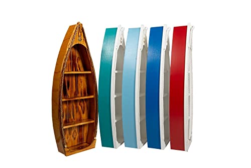 Nautical Rowboat Shaped 4 Tier Wooden Bookshelf, Cardinal Red O297694