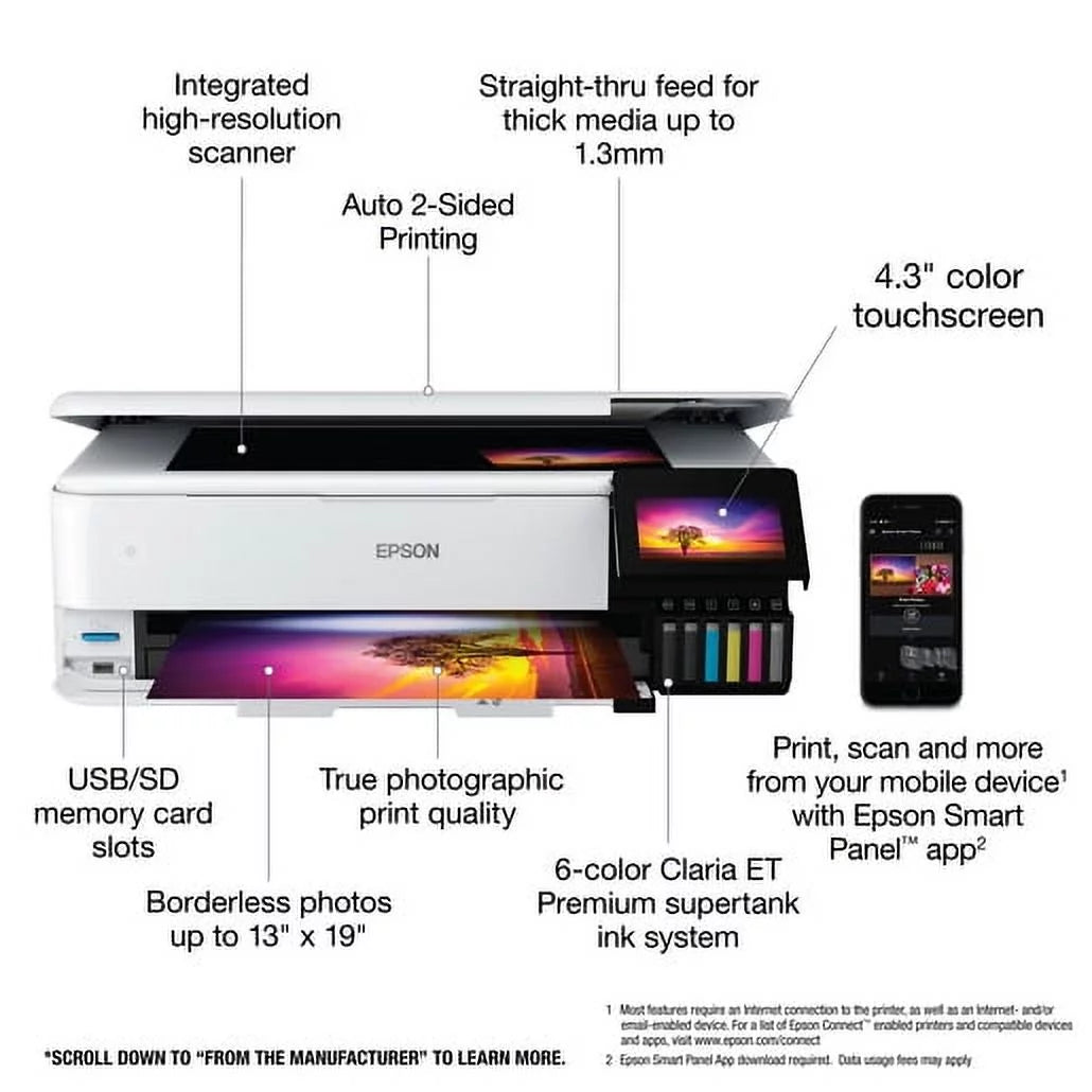 Wireless Wide-Format Color All-in-One Supertank Printer with Scanner and Copier G69228