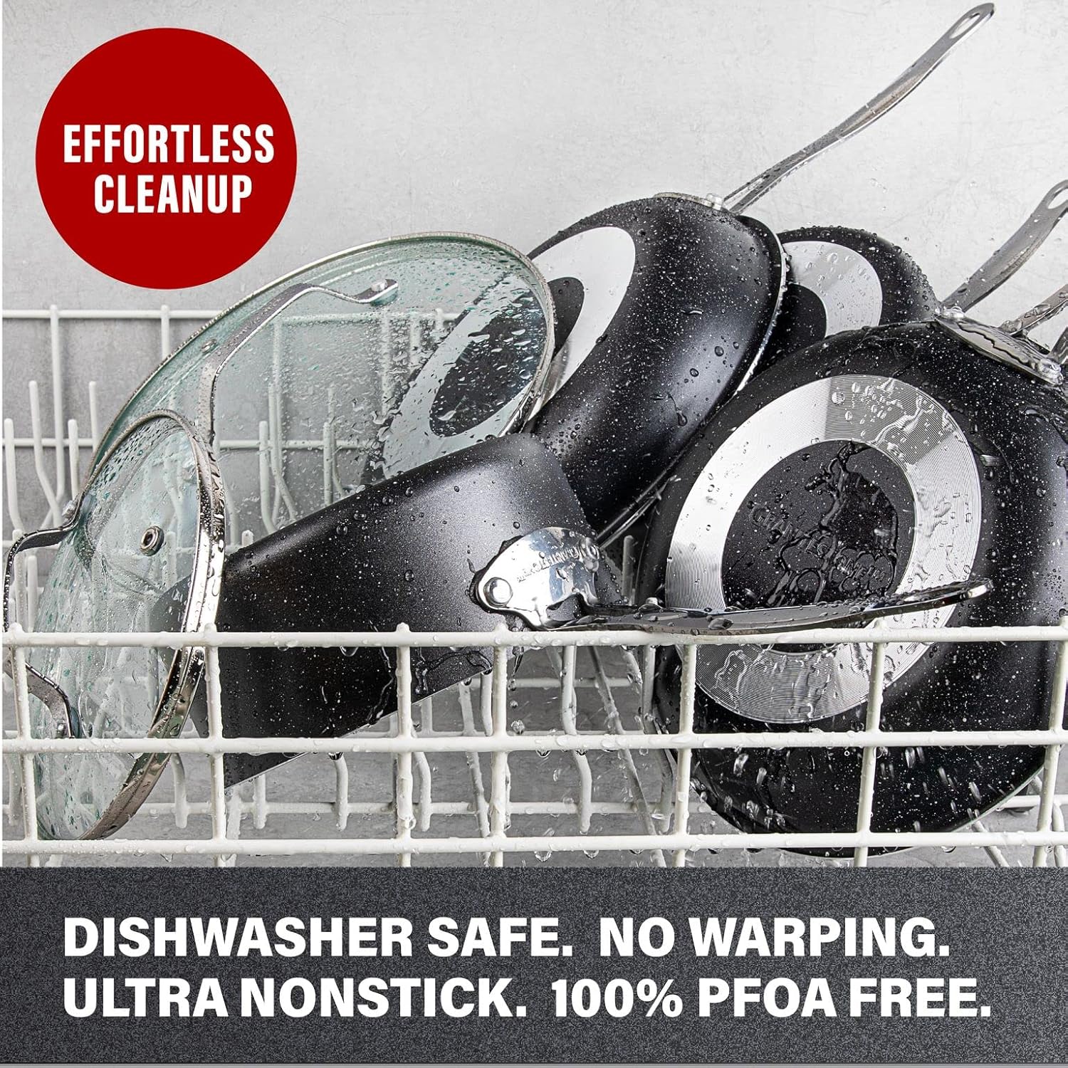 11" Shallow Square Frying Pan Nonstick Skillet, Scratchproof Diamond Infused Coating, Oven Safe Dishwasher Safe D7004