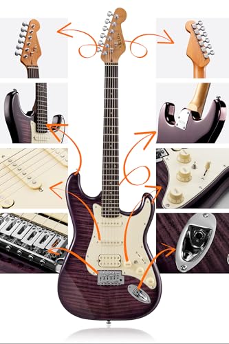 Electric Guitar with Coil-Split, Roasted Maple Neck, HSS Pickups, Beginner Kit with Amp and Bag C21096
