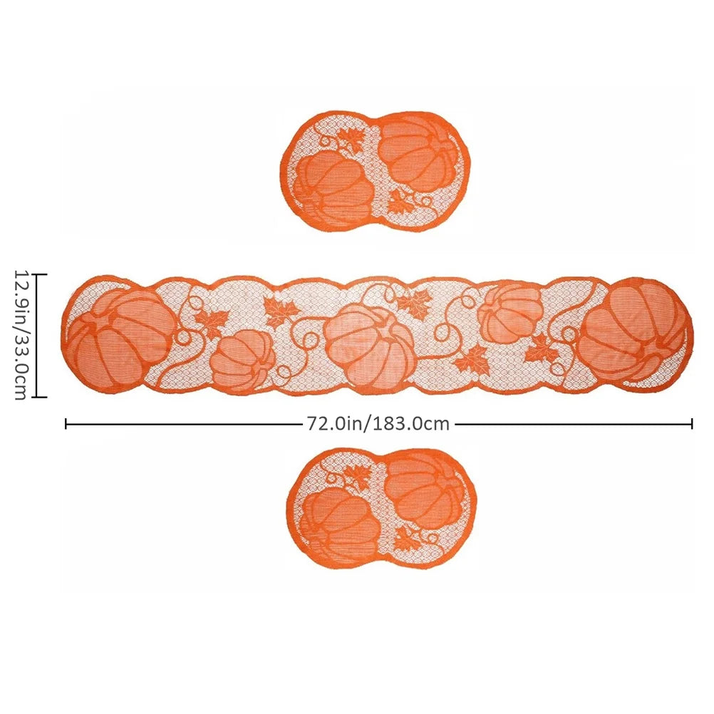 Hollowed Pumpkin Table Runner Set of 3 for Thanksgiving M362