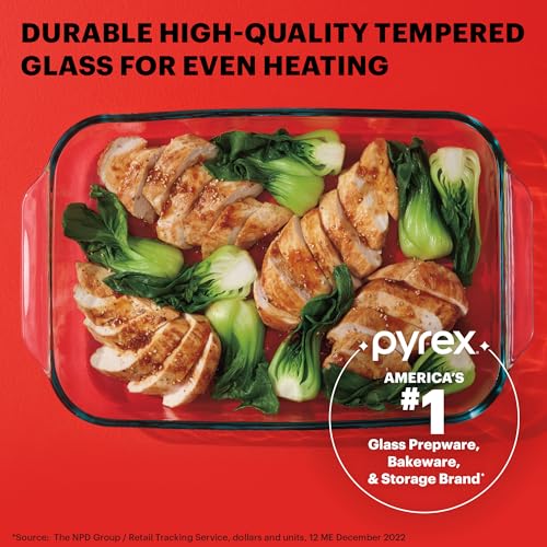 2-Qt Glass Baking Dish with Lid, Tempered Glass, Large Handles R34244