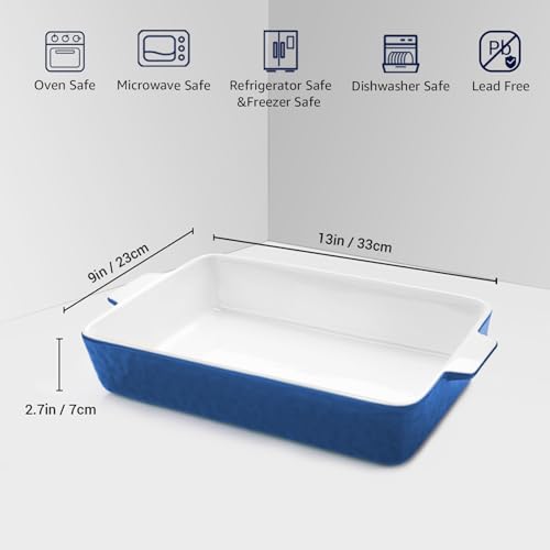 Ceramic Baking Dish with Handles, 9x13 Oven Casserole Pan Q16283