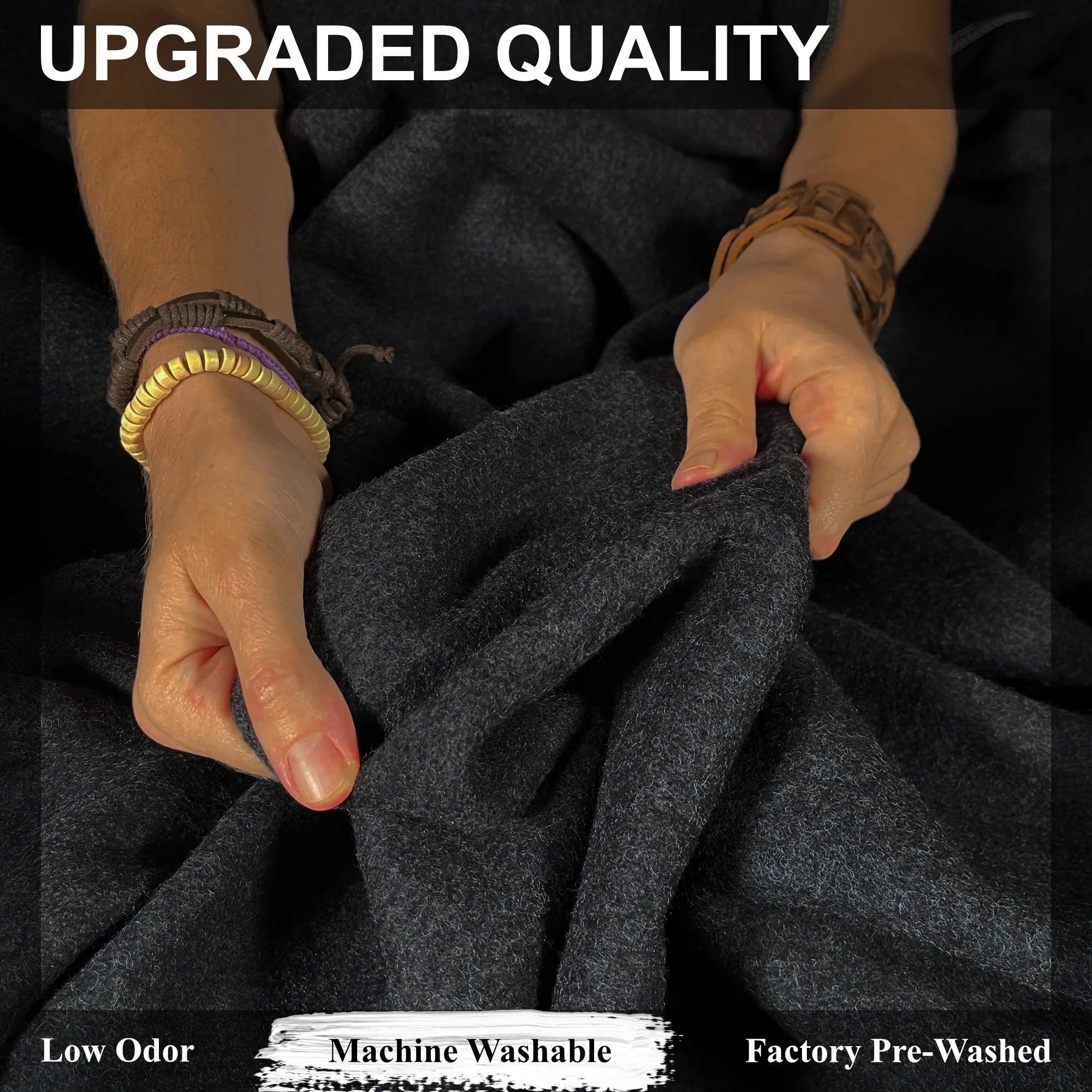 Wool Camping Blanket, 66" x 90", Charcoal K791351