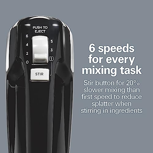 Electric Hand Mixer, 6 Speeds, 300 Watts, Includes Whisk and Storage Clip F402932