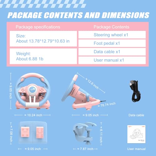 Racing Wheel for PC, PS4, PS3, Xbox Series X|S, Xbox One with Pedal O672481