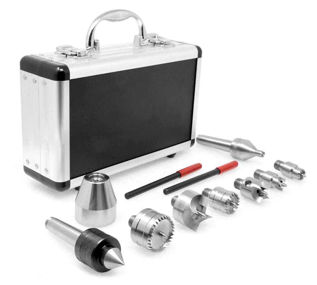 Wen La0009 9-Piece MT2 Wood Lathe Drive and Live Center Kit with Aluminum Case
