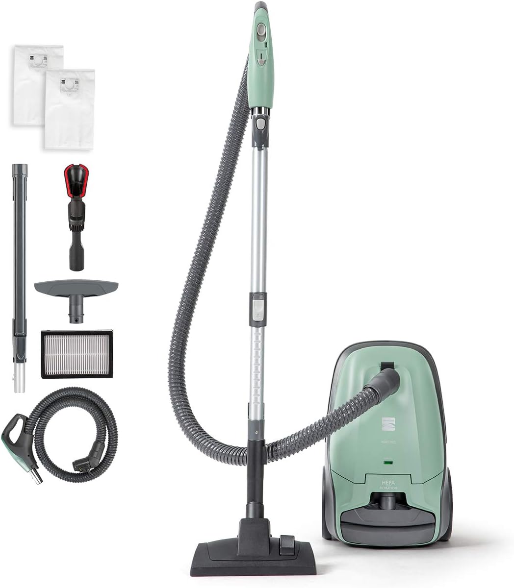 Lightweight Bagged Canister Vacuum Cleaner with HEPA and Retractable Cord Q589816