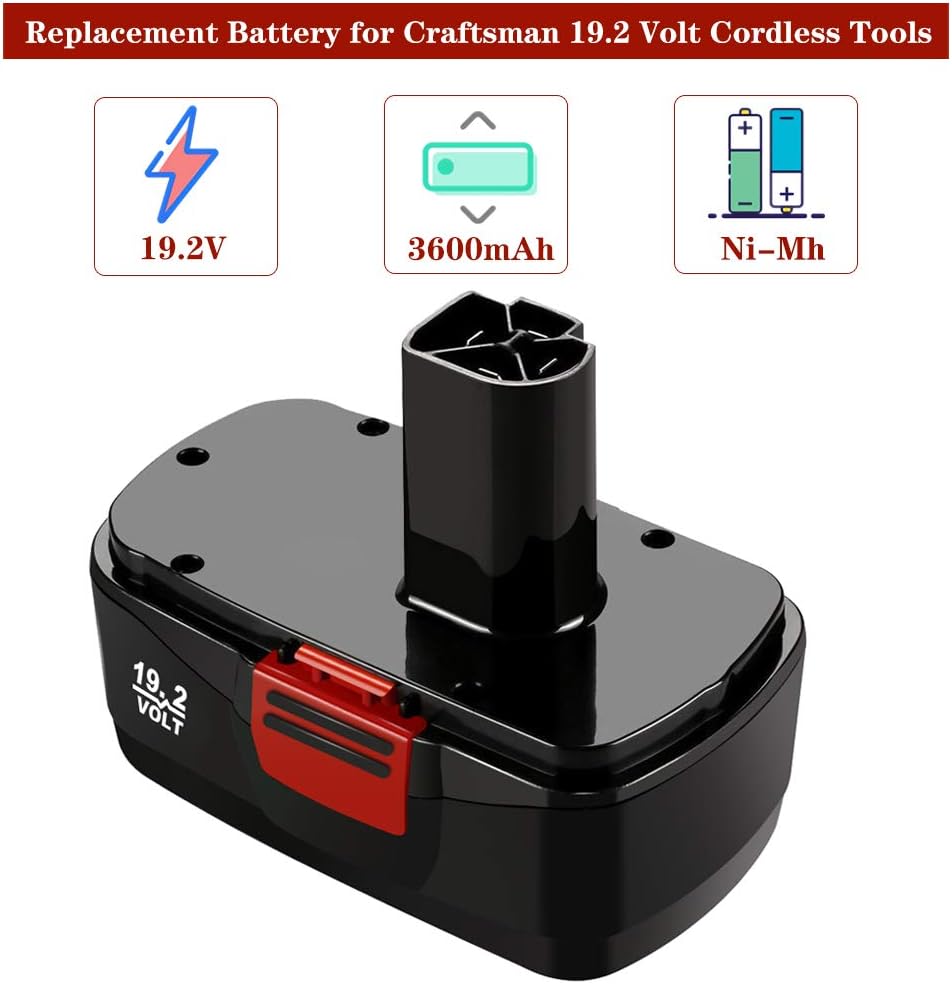 2 Pack 3600mAh Ni-Mh Replacement Battery for 19.2V Cordless Drill S567