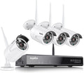 [8CH Expandable, 2K] SANNCE 5MP Wireless NVR Security System and 4Pcs 3MP WiFi Surveillance Cameras with AI Human Detection, Work with Alexa, Support Cloud Storage, Remote Access, One-Way Audio Record