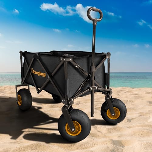 Folding Beach Utility Cart with Large Balloon Wheels, Rustproof Steel Frame H863