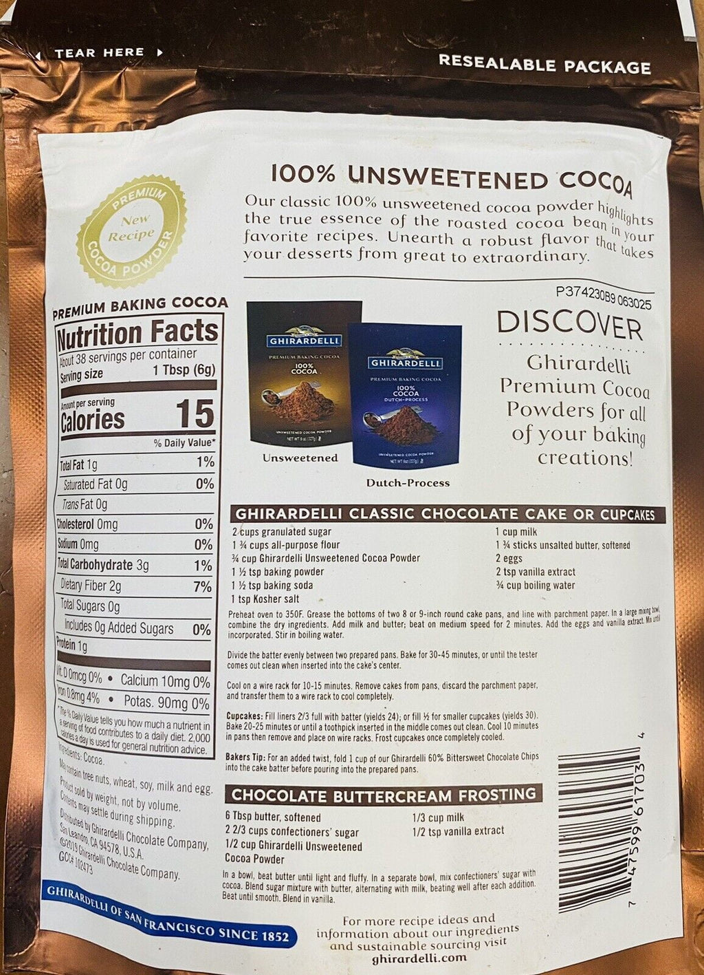 Premium Baking 100% Unsweetened Cocoa Powder 8 oz U1405
