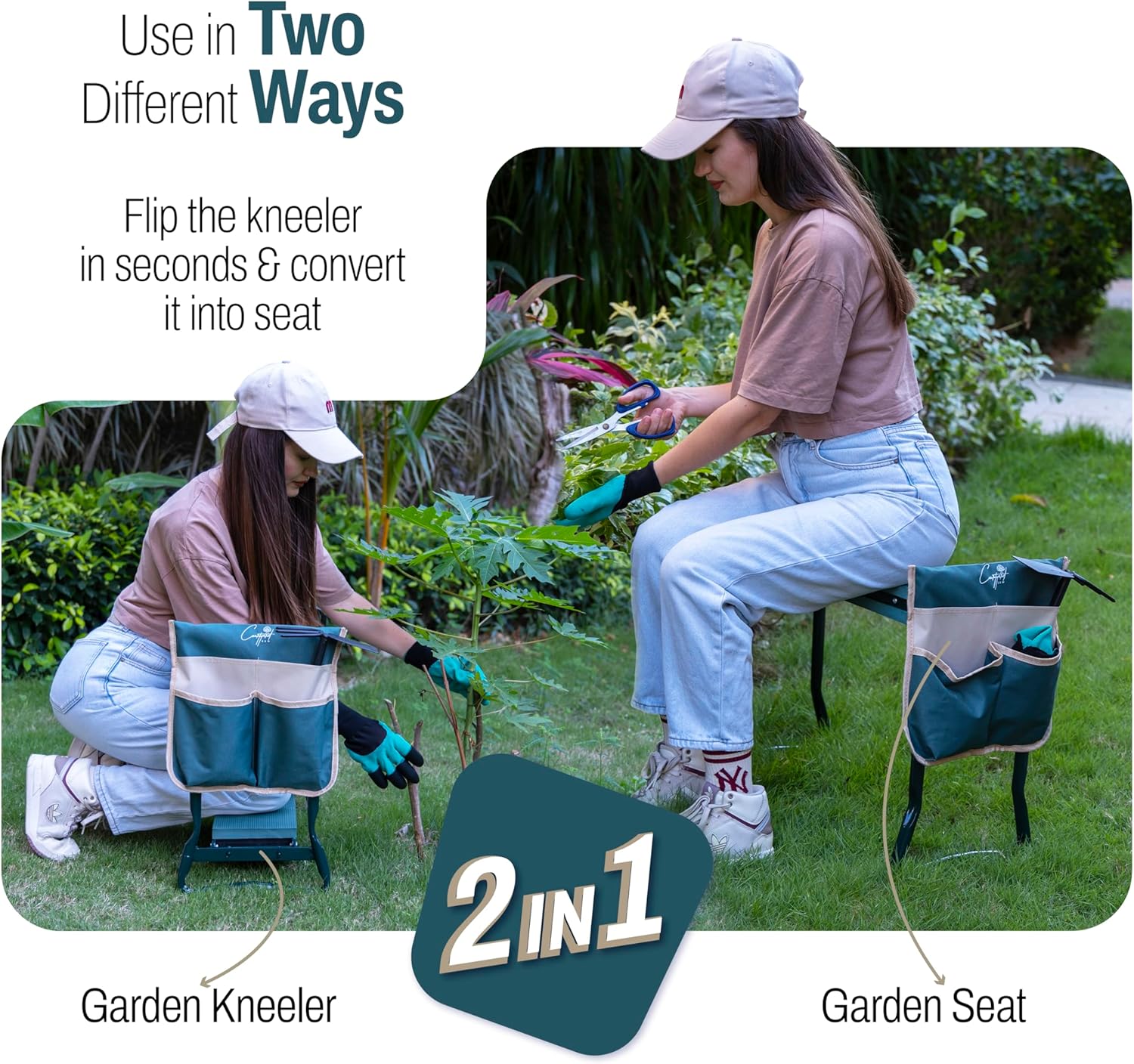 Garden Seat and Kneeler with Cushion, Gloves and Pouch M11715