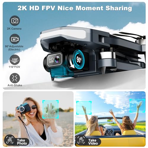 Drone with 2K HD Camera for Adults, GPS Auto Return, Brushless Motor, Foldable Quadcopter W548062