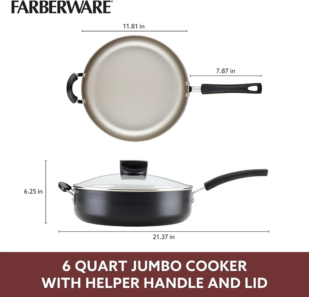 Nonstick Jumbo Cooker/Saute Pan with Lid, 6 Quart H87101