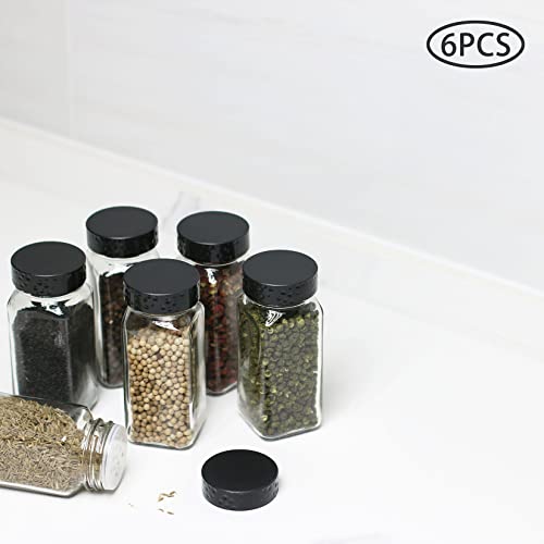 12 PCS Black Spice Jars, 4 oz Glass Seasoning Bottles with Airtight Shaker Lids C3284