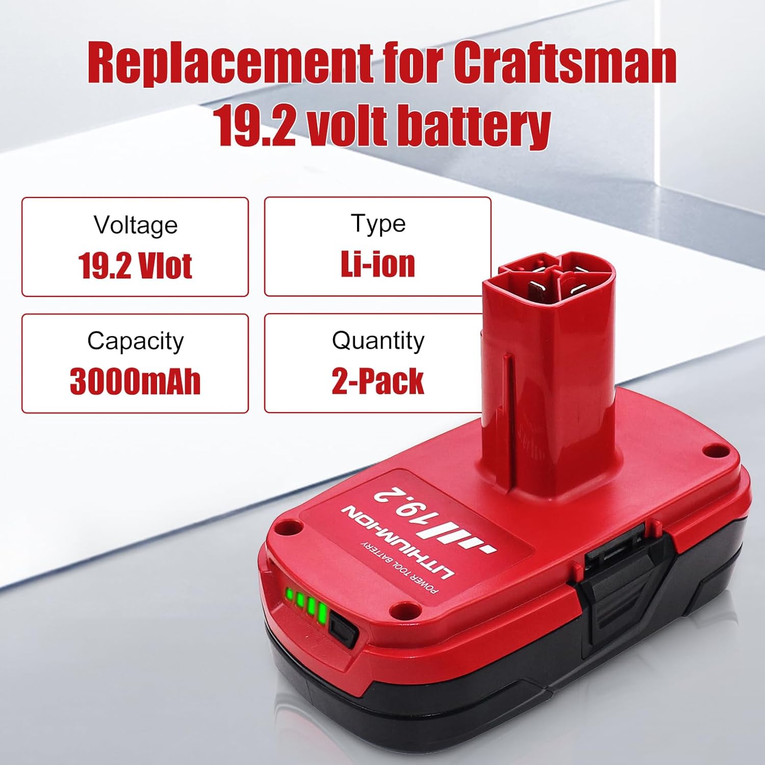 2 Pack 3.0Ah 19.2V Lithium Ion Replacement Battery Y530834