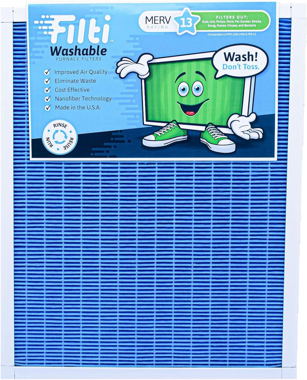 Washable HVAC Furnace Filter 12 x 24 x 1 MERV 13 Reusable Nanofiber Air Filter J417168