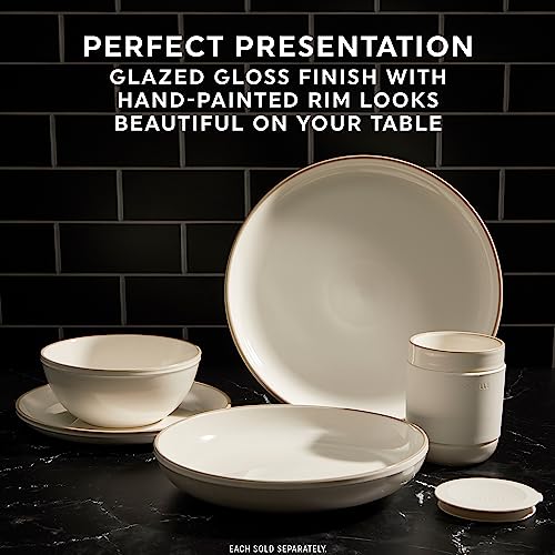 Stoneware 8-Pc Dinnerware Set, Double Bead Plates and Bowls, Reactive Glazes, Navy E96050