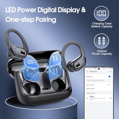 Wireless Earbuds Bluetooth 5.4 with Earhooks, IPX7 Waterproof P475856