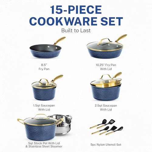 Non Stick Pots and Pans Set with Lids, 15 Piece, Induction Cookware V796951
