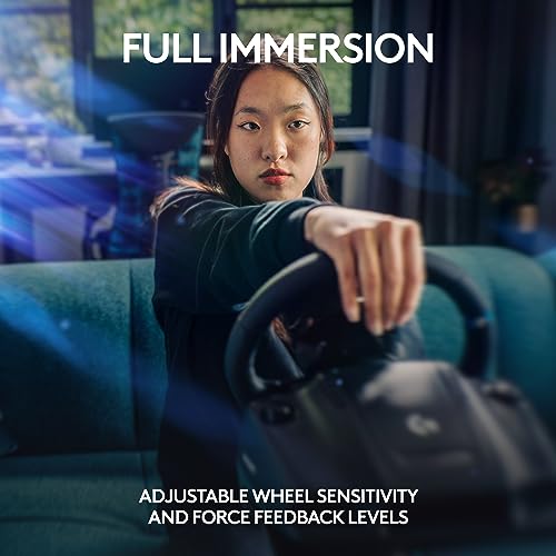 Racing Wheel and Pedals with Force Feedback, Gaming Steering Wheel for PS5, PS4, PC, Mac, Black W946