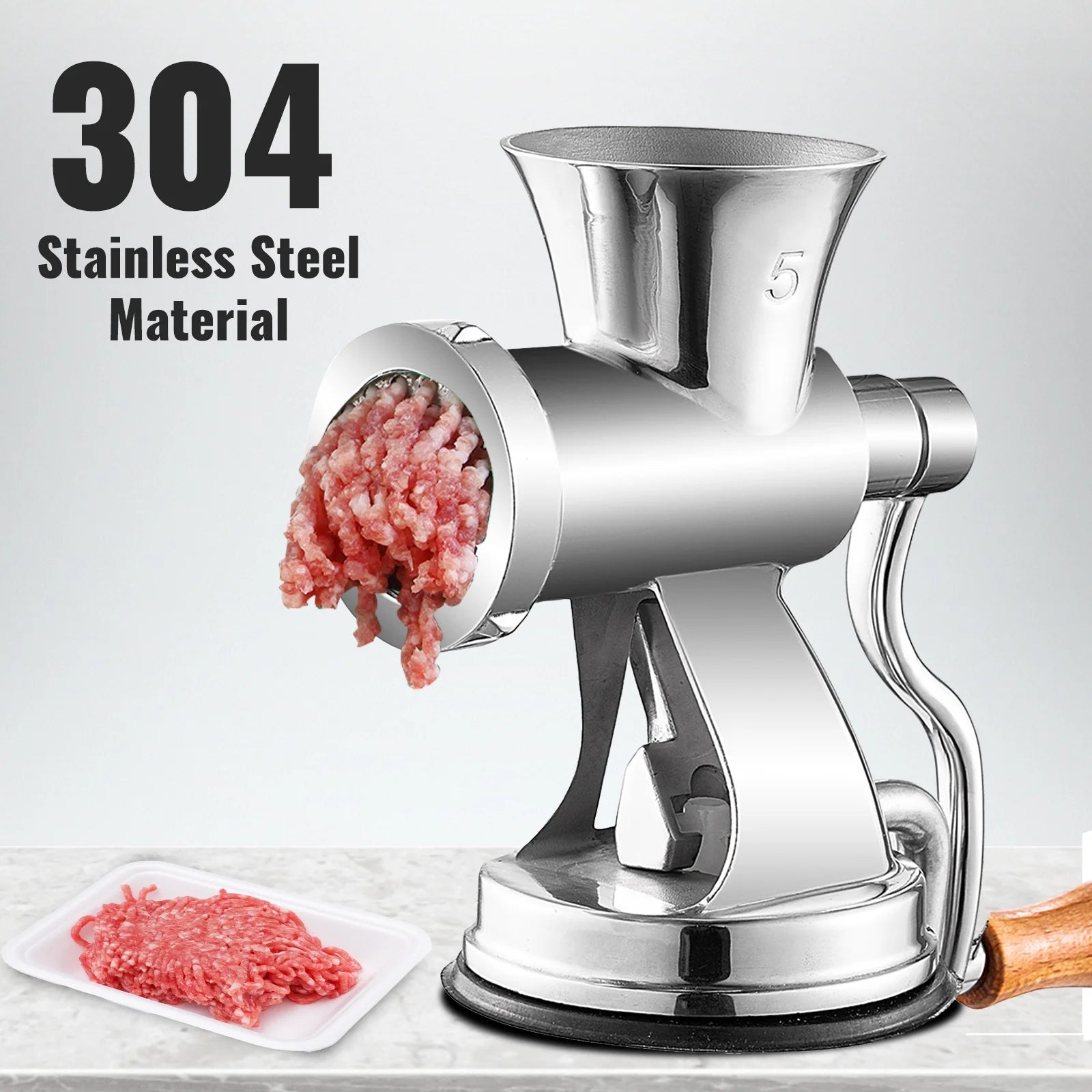 Manual Meat Grinder Stainless Steel with Crank Sausage Maker L515