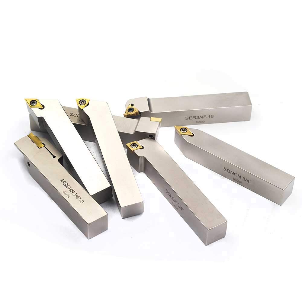 3/4" Shank 7-Piece Indexable Lathe Turning Tool Holder Set with Carbide Inserts G570139