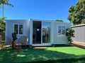 Portable Prefabricated Tiny Home, Foldable, Expandable Container with Bathroom,Bedroom,Living Room and Open Kitchen.Modern Design Small Villa,Mobile Expandable House. (Wooden 20x20ft)